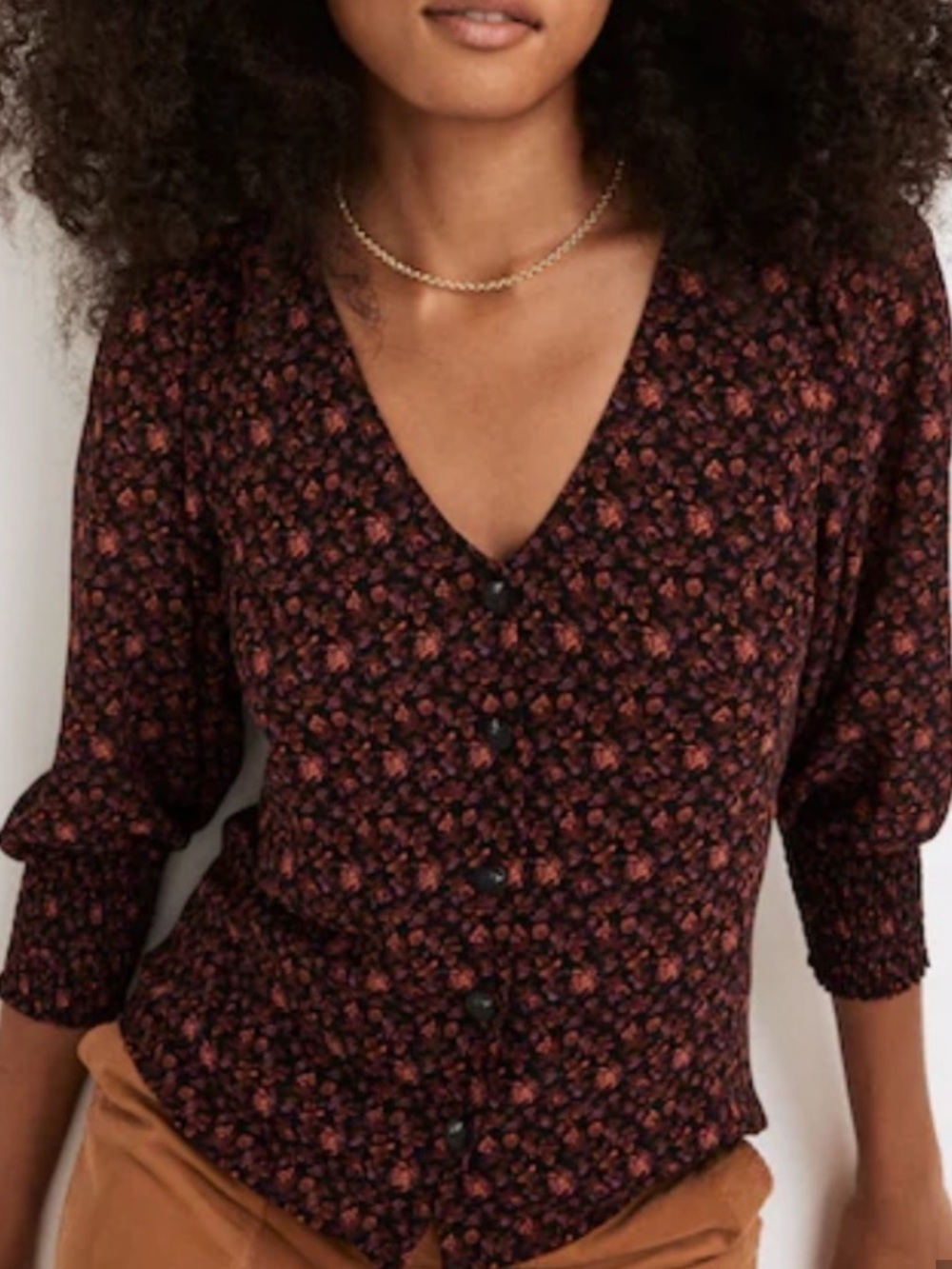 Madewell Floral Georgette Smocked Top, Size 14